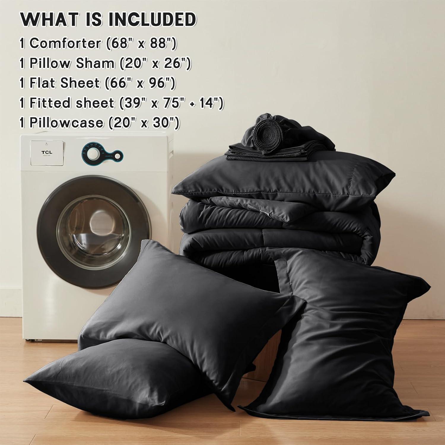 Sweet Home Collection All Season Bed-in-A-Bag 5pc/7pc Solid Color Comforter & Sheet Set Ultra Soft Bedding by Sweet Home Collection