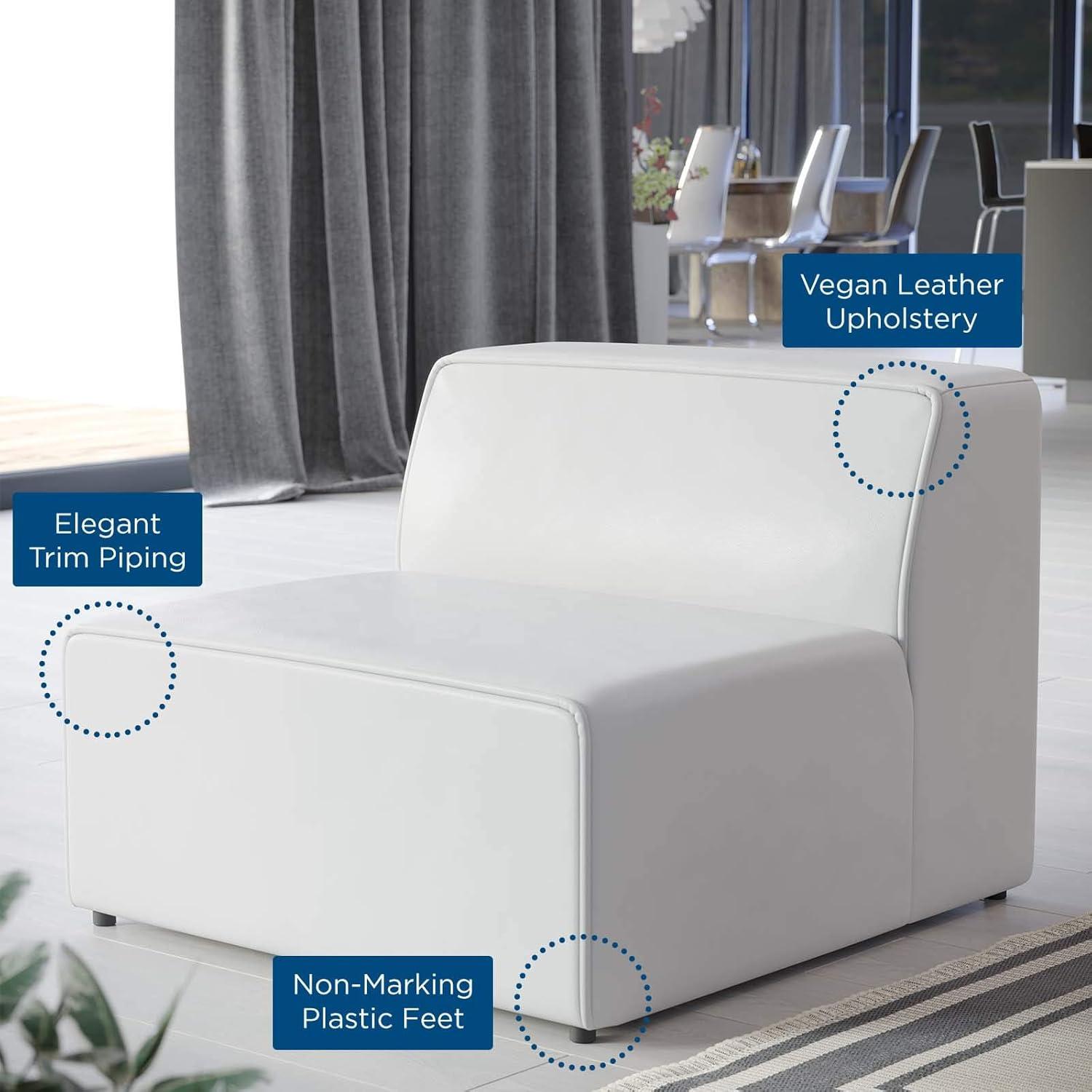 Modway Mingle Vegan Leather Armless Chair in White