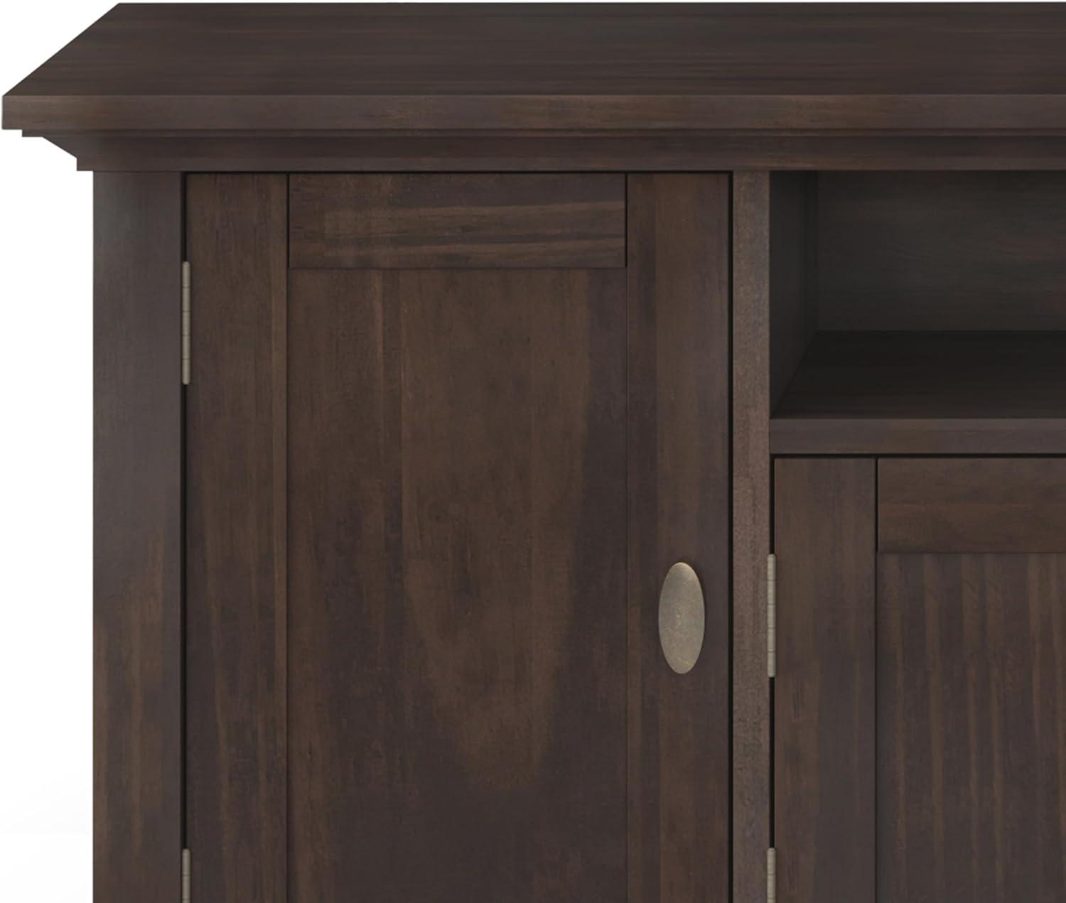 Simpli Home Redmond Wood 72" Transitional TV Media Stand in Brunette Brown For TVs up to 80"