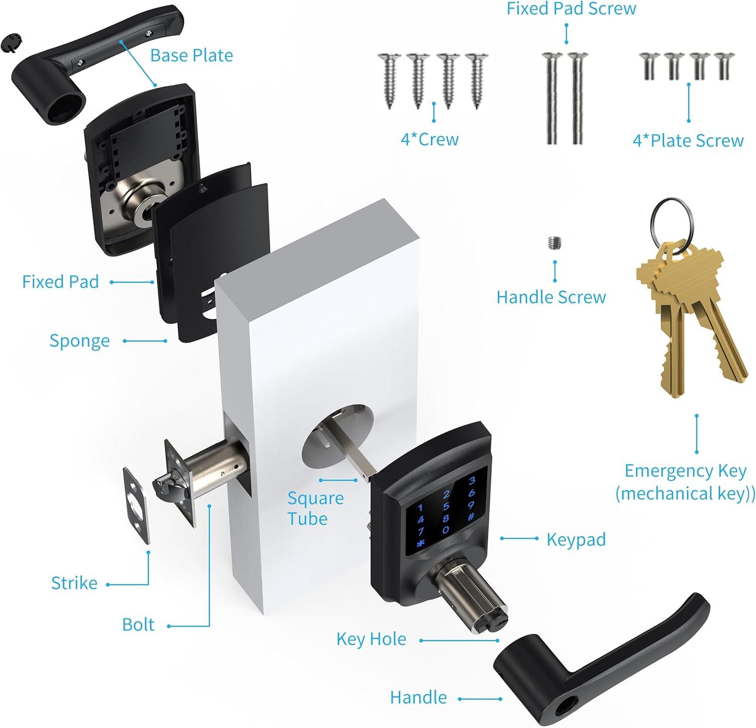 Matte Black Keyless Entry Door Lock with Touchscreen Keypad