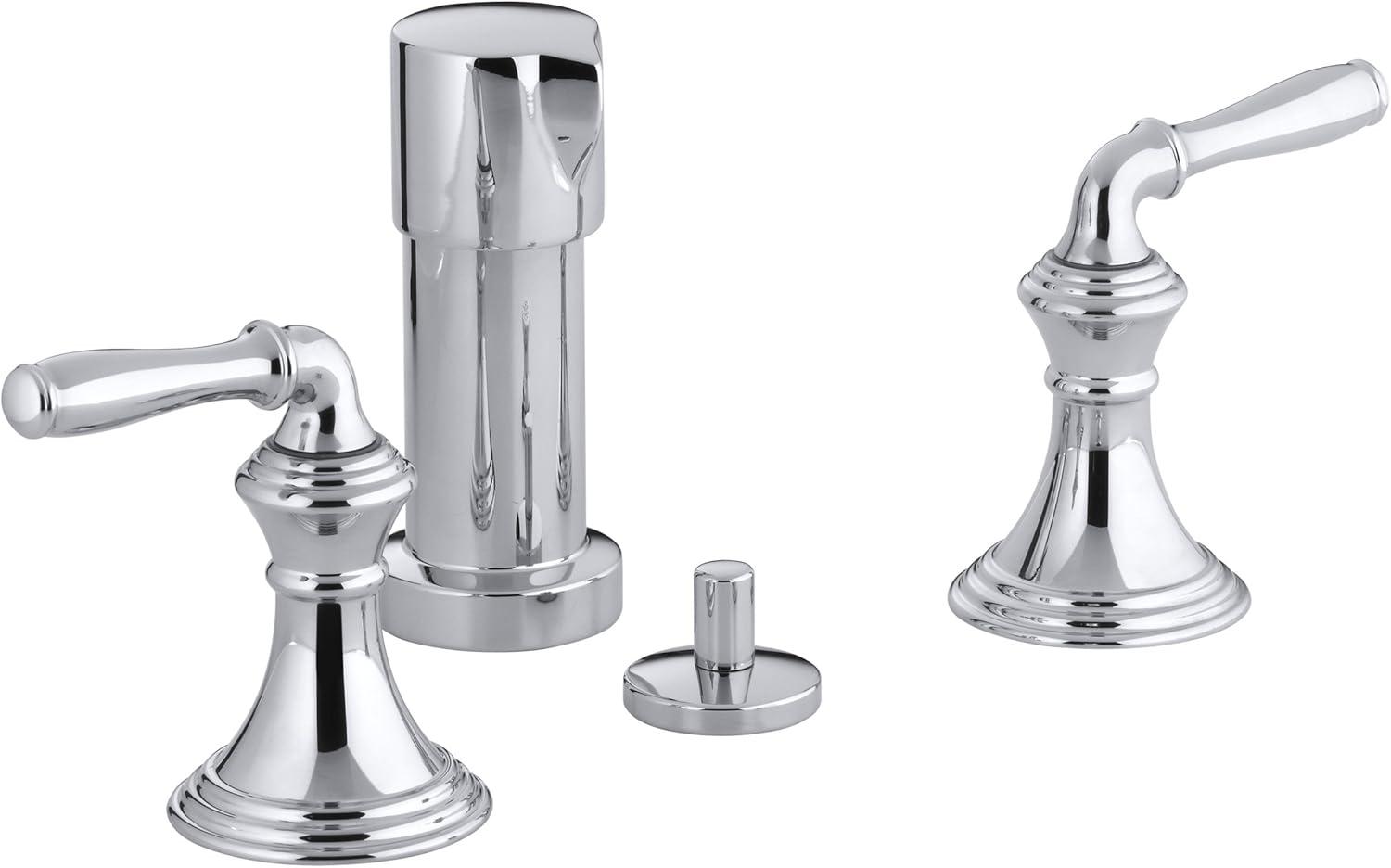 Devonshire Polished Chrome Vertical Spray Bidet Faucet with Lever Handles