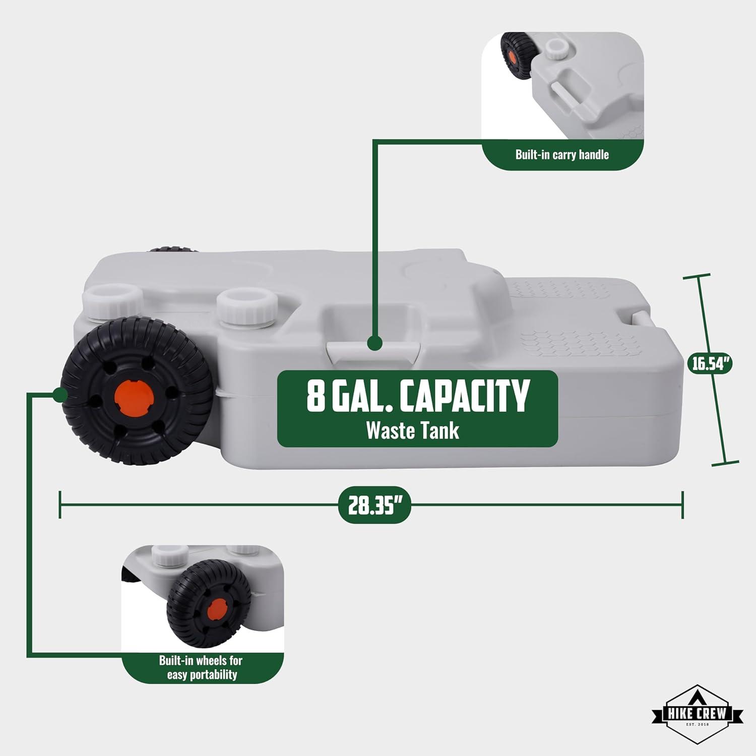 Hike Crew Portable Sink & Waste Tank, Portable Hand Washing Station W/4.5 Gal Capacity & 8 Gal Tank