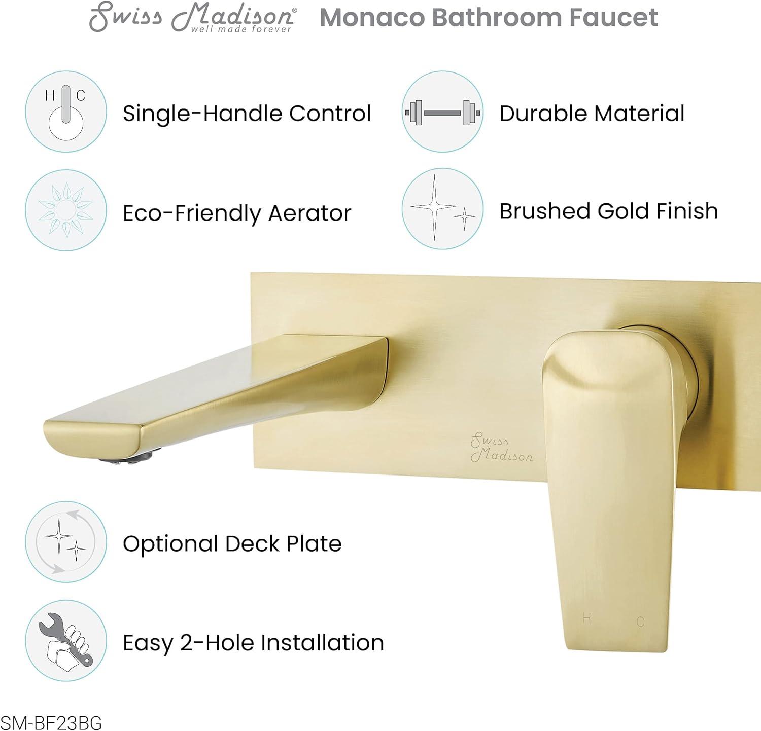 Monaco Single-Handle, Wall-Mount, Bathroom Faucet