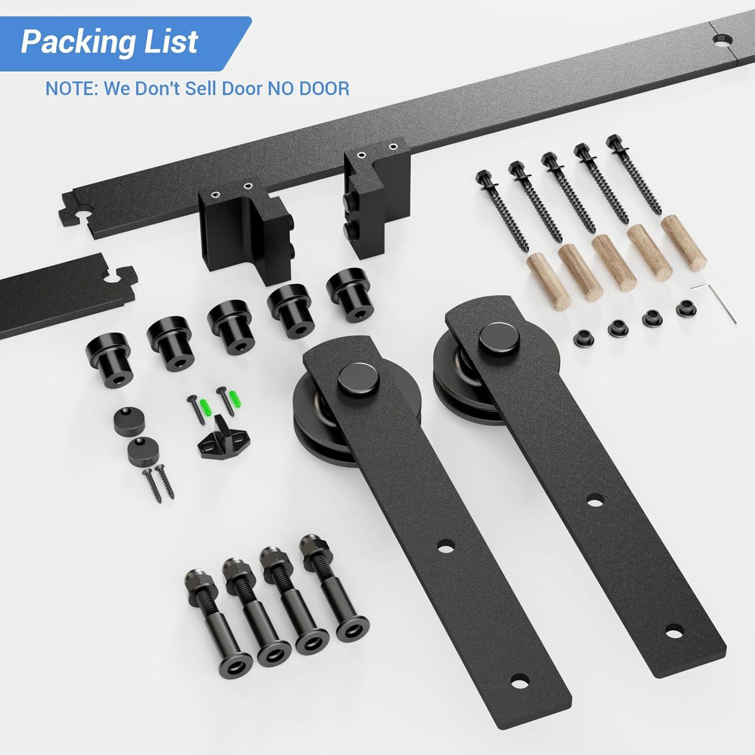 6ft Black Steel Sliding Barn Door Hardware Kit