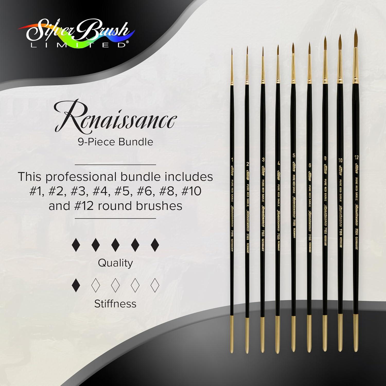 Silver Brush Renaissance Rounds, 9 Brushes