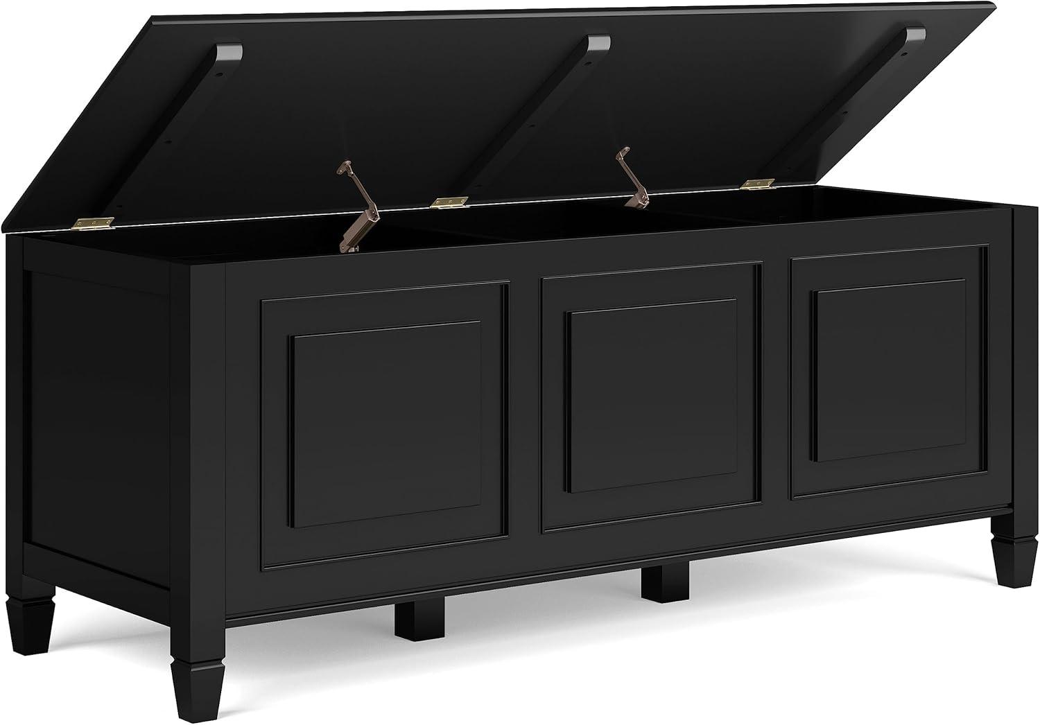 Simpli Home Connaught Solid Wood Storage Bench Trunk In Black