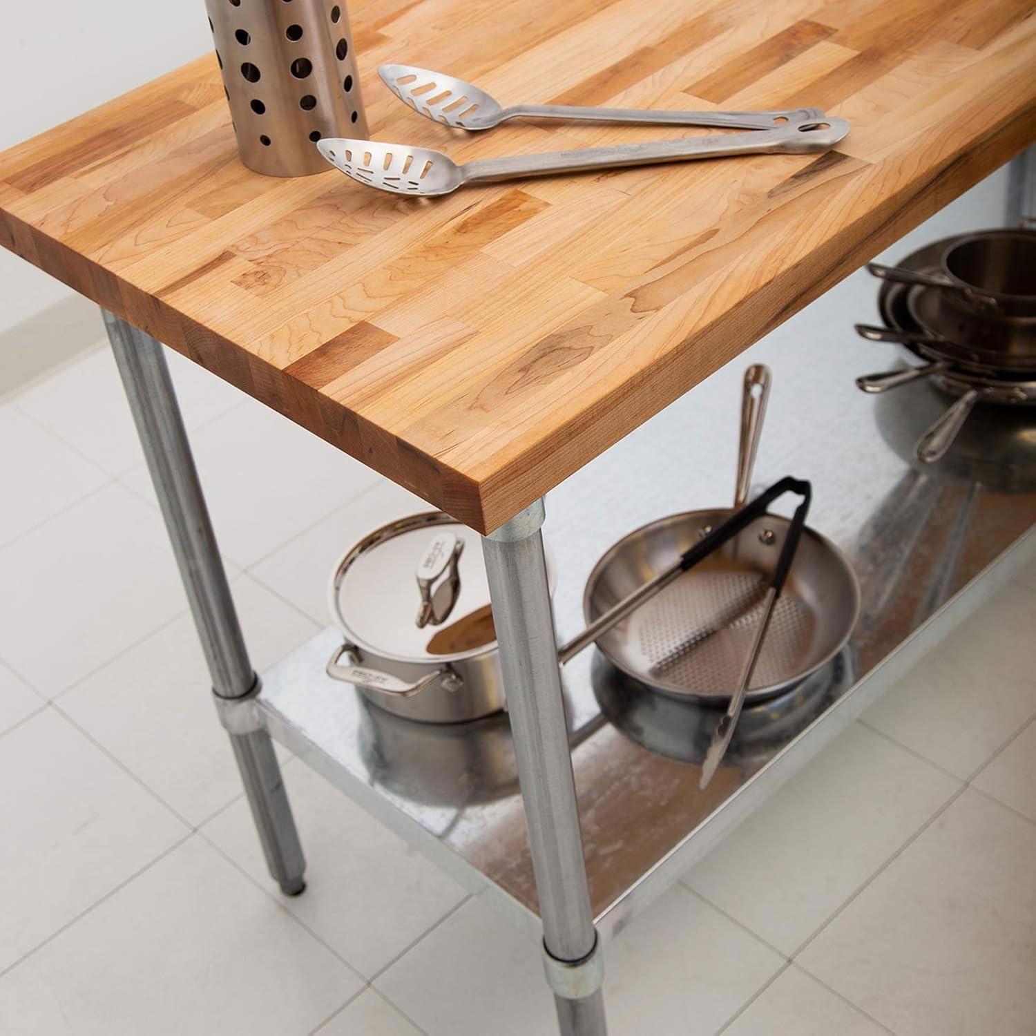 John Boos Wood Work Table with Undershelf