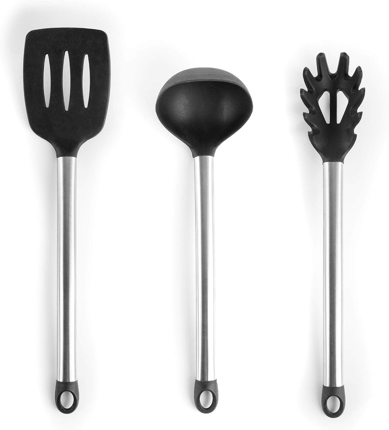 MegaChef 14 Piece Gray Silicone and Stainless Steel Cooking Utensils