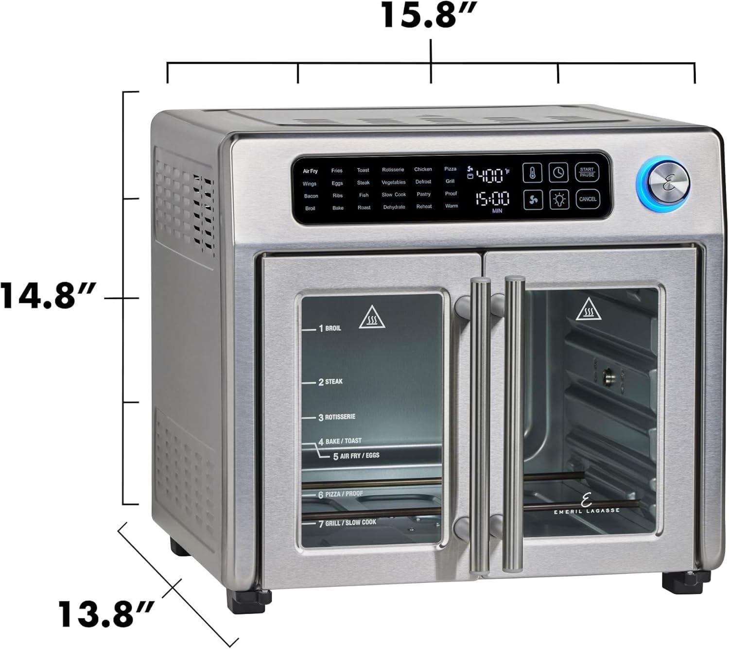 Emeril Lagasse Extra Large French Door Air Fryer Toaster Oven Combo, 25 Cooking Functions and Digital Controls, 7 Accessories Included, Stainless Steel Finish, 26QT Capacity & Reviews | Wayfair