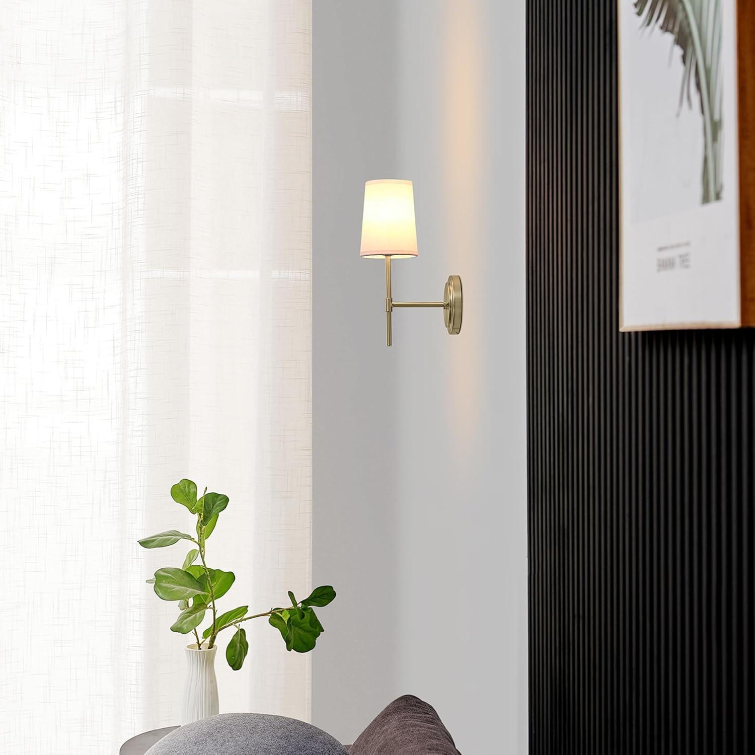 1-Light Clarissa Wall Sconce with Fabric Shade White - Globe Electric