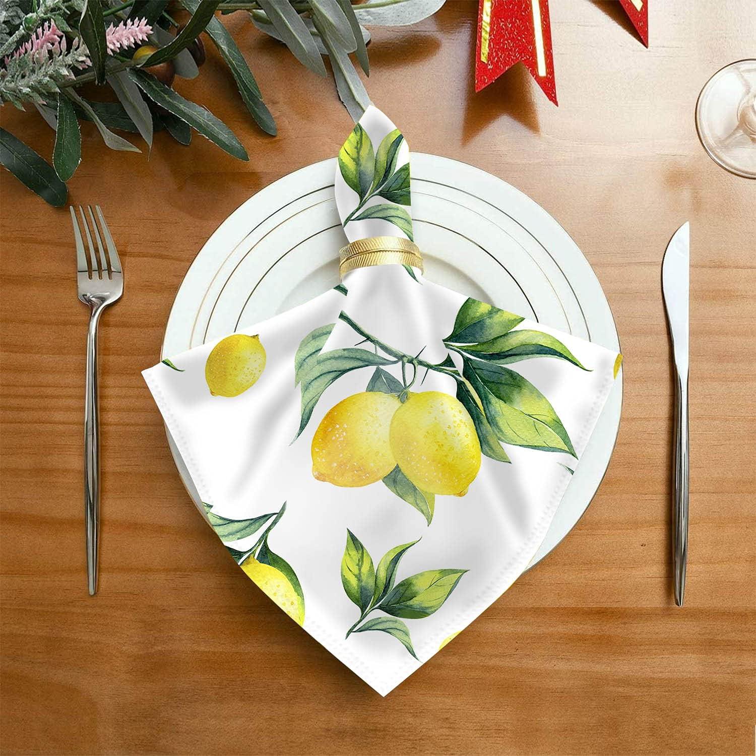 DII Lemon Bliss Printed Napkin Set 6 Piece, Yellow/Green, 20x20"