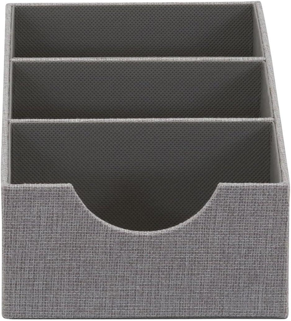 Household Essentials Organizer Tray, Accessory Organizer, Sturdy Drawer Organizer with Fabric Covering and Three Compartments, Grey