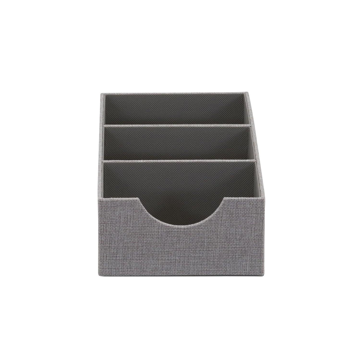 Household Essentials Organizer Tray, Accessory Organizer, Sturdy Drawer Organizer with Fabric Covering and Three Compartments, Grey