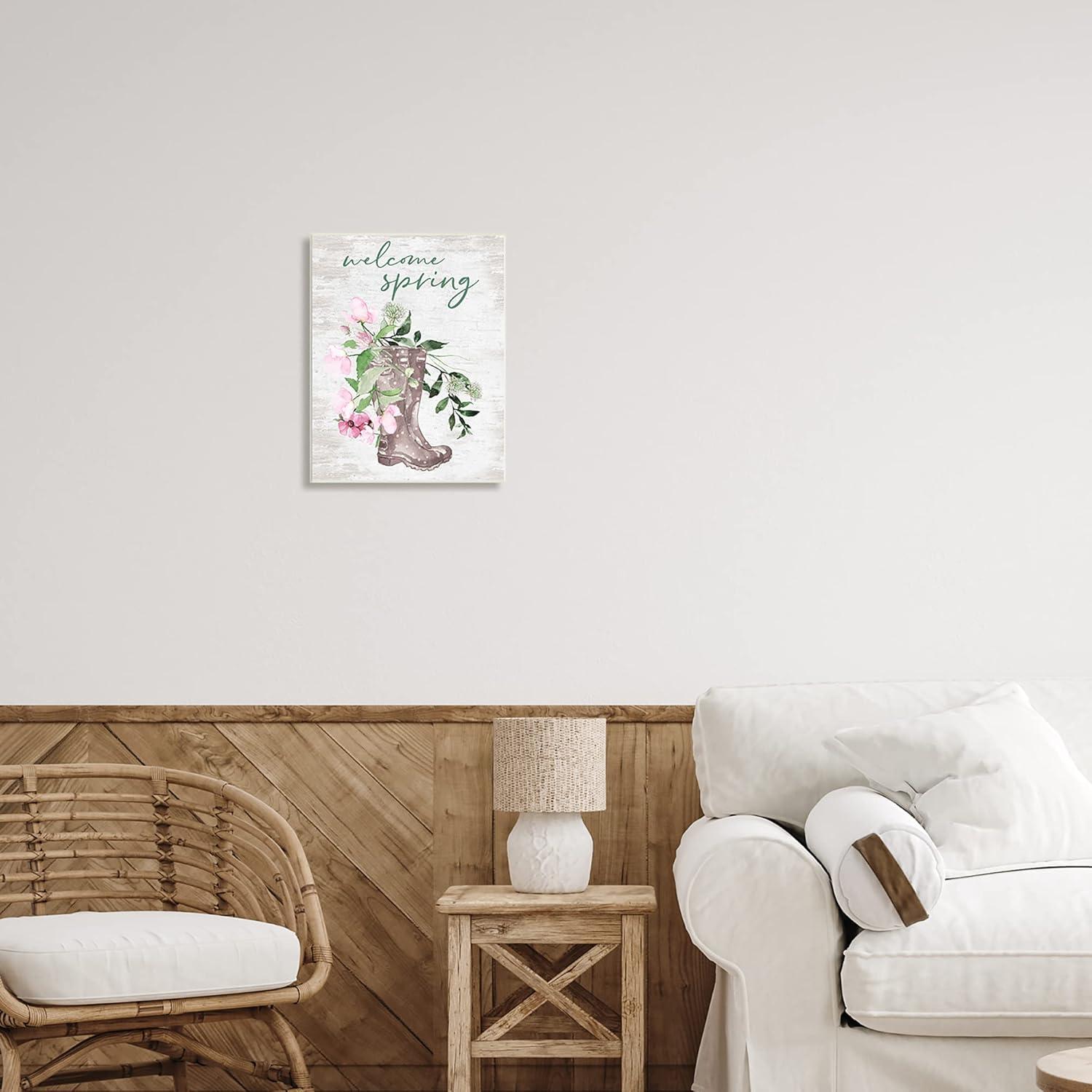 Stupell Industries " Welcome Spring Seasonal Rain Boots Flower Arrangement " by Lettered And Lined