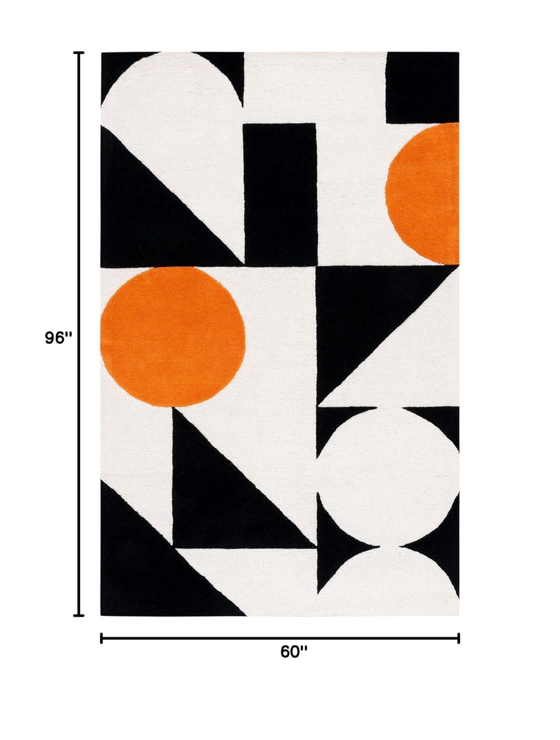 Rodeo Drive RD857 Hand Tufted Indoor Area Rug - 5'x8' - Rust/Black - Safavieh