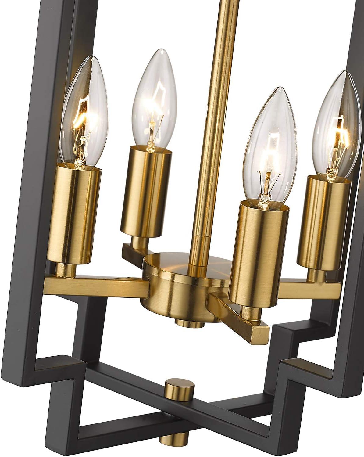 Black and Gold Modern Metal 4-Light Pendant Chandelier