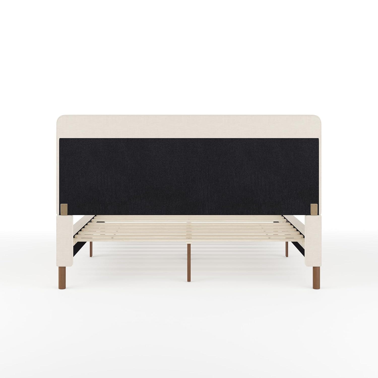 Martha Stewart Martha Stewart Kay Upholstered Platform Bed With Channel Stitched Wingback Headboard