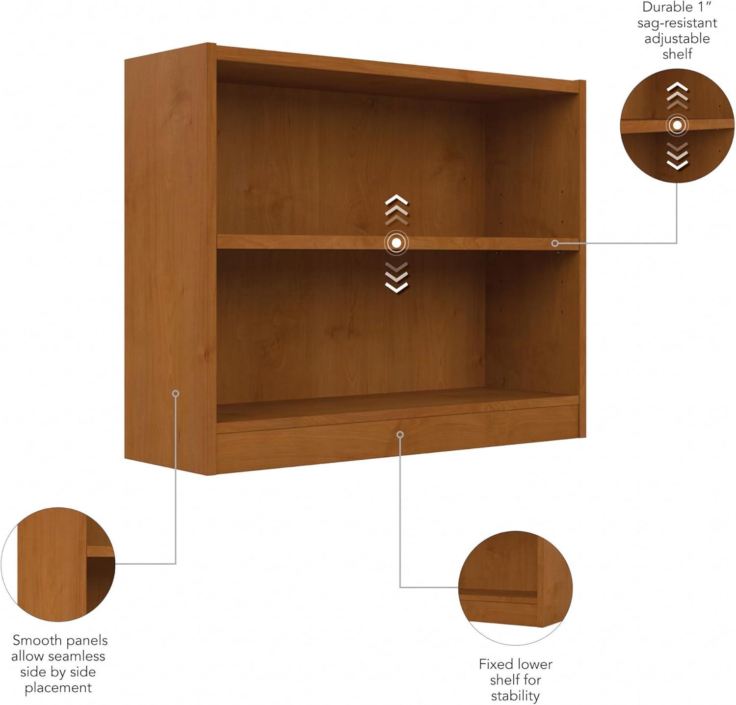 Universal Small 2 Shelf Bookcase in Natural Cherry - Engineered Wood
