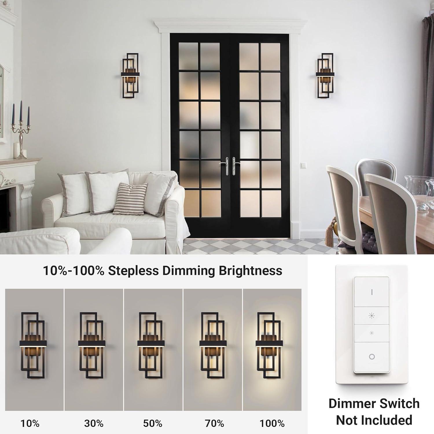 LamQee Wall Sconces 20-in H Brushed Black Hardwired Integrated LED Outdoor Wall Light