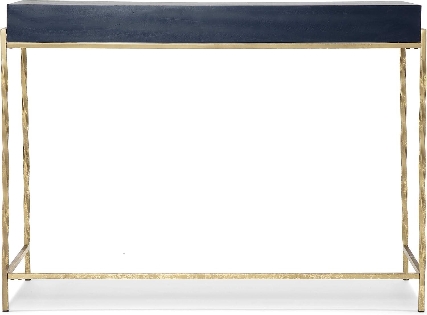 Jolie Modern Living Room Console Table Navy Blue/Gold - Adore Decor: Chic 2-Drawer Design, Glossy Finish, Metal Frame