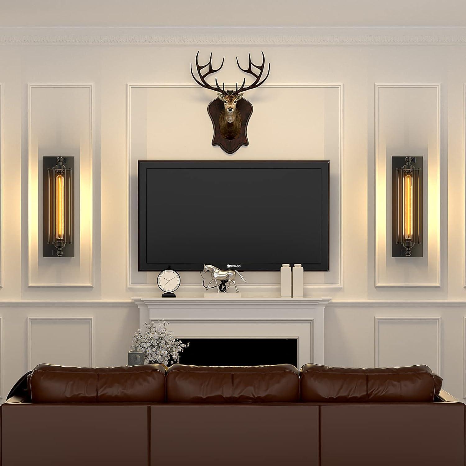 Licperron Industrial Wall Sconce E26 E27 Edison Vintage Wall Sconce Antique Wall Lamp Fixtures Bedside Bar Restaurant Hotel Lighting Decor 2 Pack