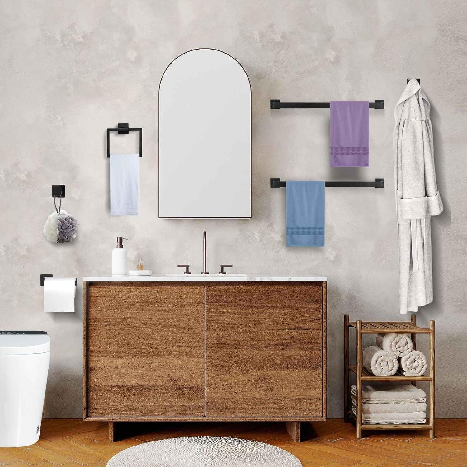Matte Black Stainless Steel 5-Piece Bathroom Hardware Set