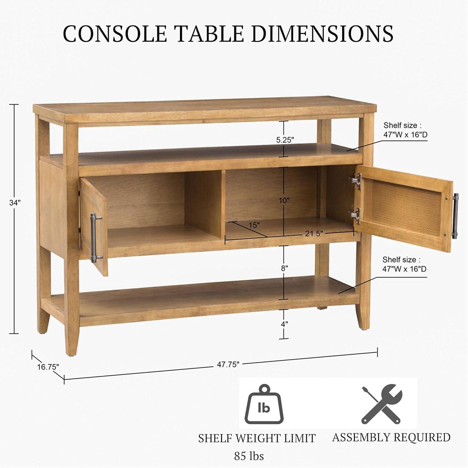 Naomi Honey Wood and Metal Storage Console Table