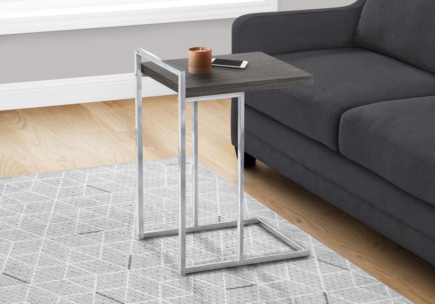 Contemporary Chrome and Gray Metal Rectangular Side Table