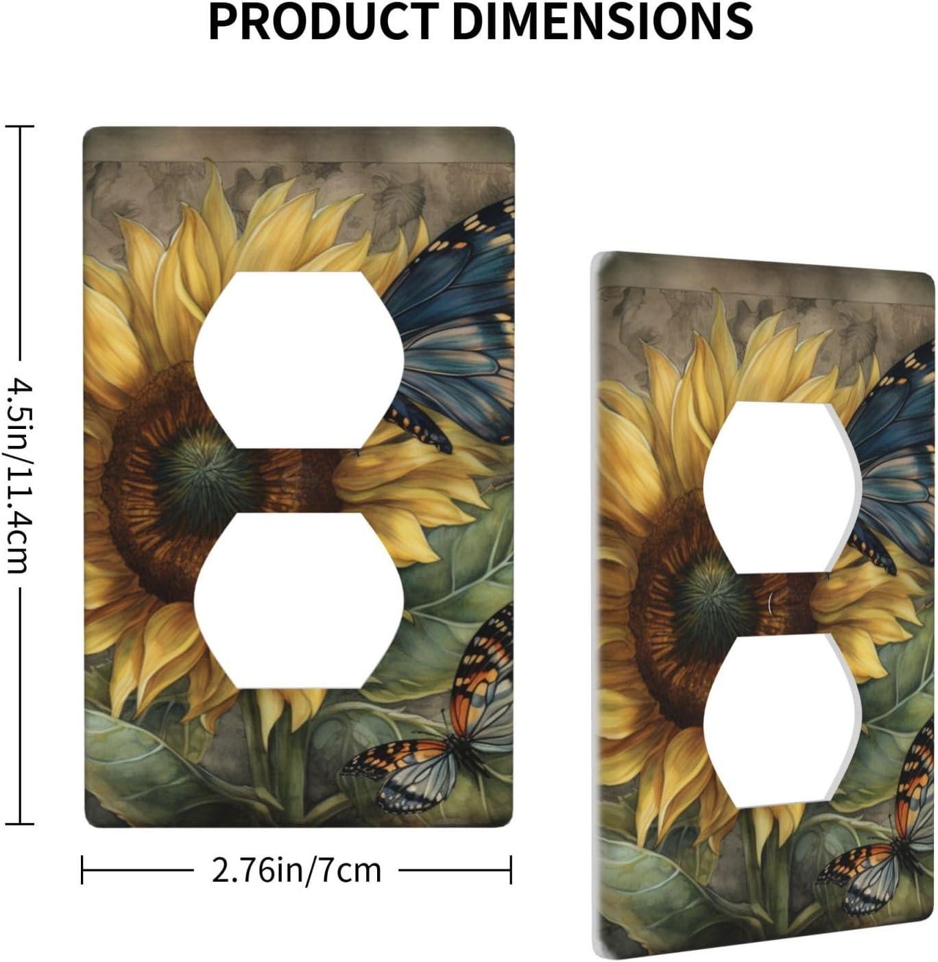 ZICANCN Outlet Covers Wall Plate, Sunflowers Nature Beige Background Light Switch Cover Decorative, Duplex Toggle Combo 1-Gang