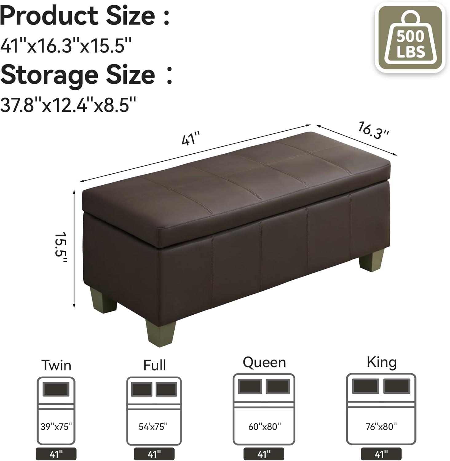 Ebern Designs Faux Leather Upholstered Storage Bench