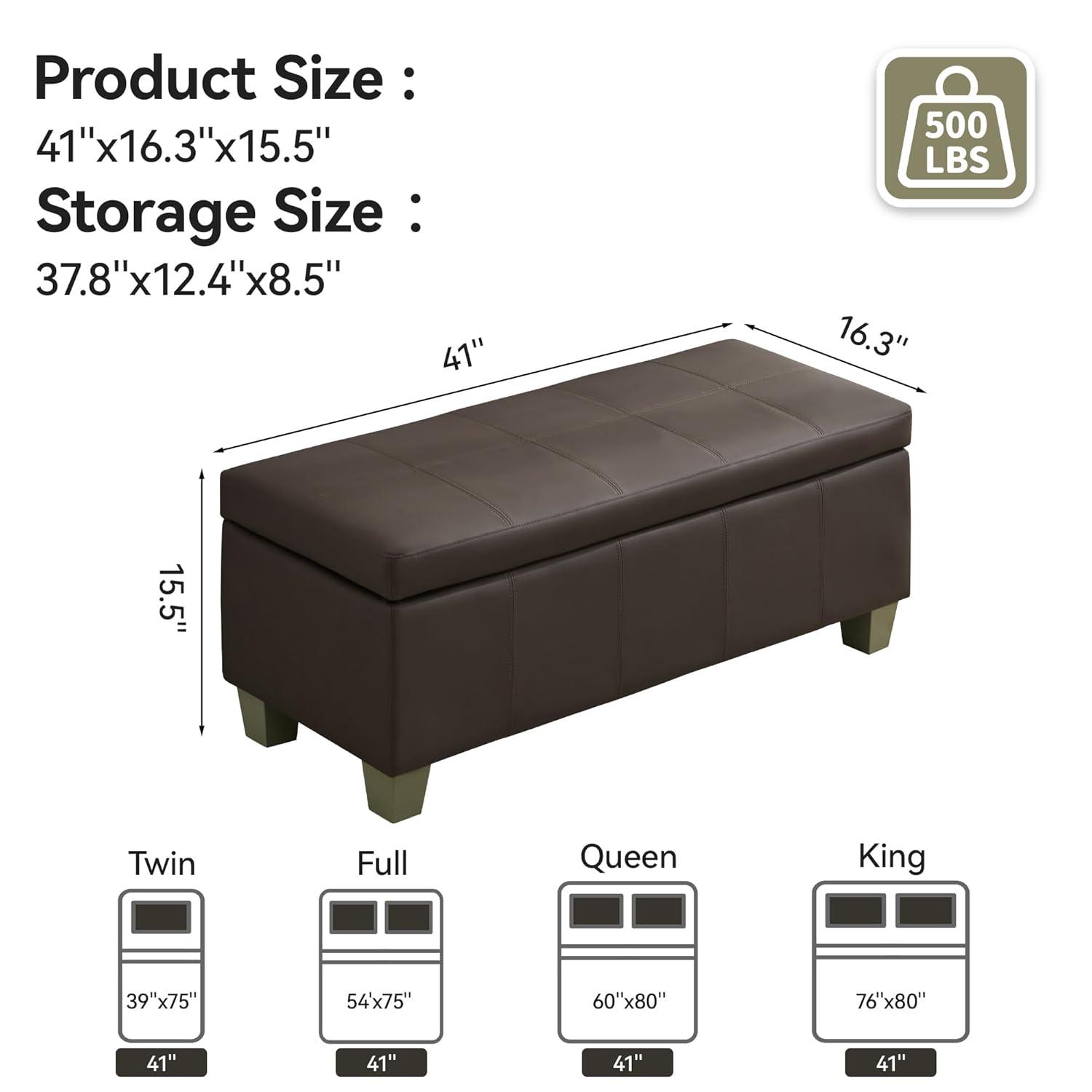 Ebern Designs Faux Leather Upholstered Storage Bench