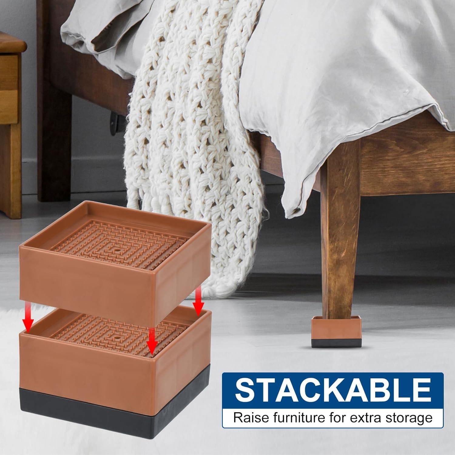 4 Pcs Bed Lifts Furniture Risers Recliner Monitor Table Chair