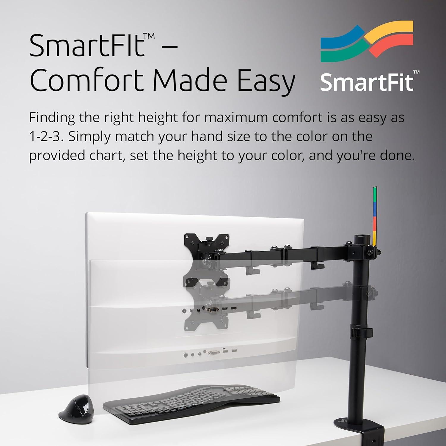 Kensington SmartFit Desk Mount for Monitor - Black - 1 Display(s) Supported - 34" Screen Support - 17.64 lb Load Capacity - 75 x 75, 100 x 100 - Steel, Aluminum, Metal, Acrylonitrile Butadiene Styr...