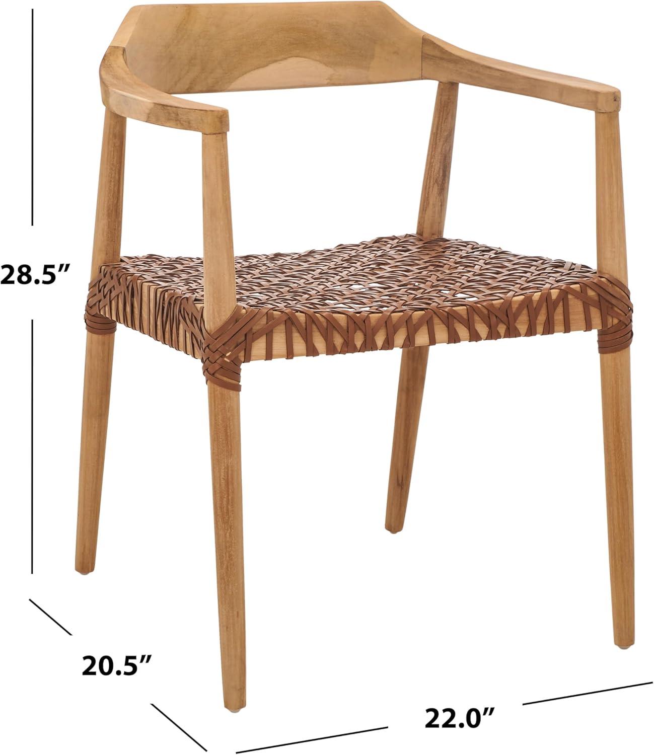 Munro Leather Woven Accent Chair - ACH1005 - Natural/Light Honey - Safavieh
