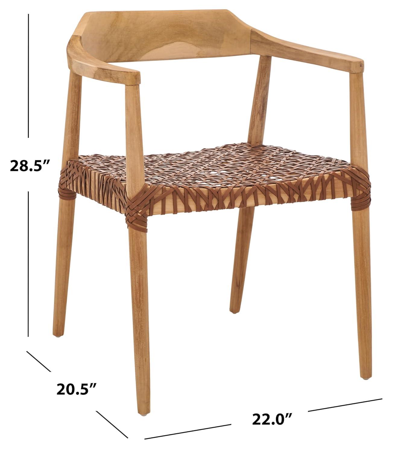 Munro Leather Woven Accent Chair - ACH1005 - Natural/Light Honey - Safavieh