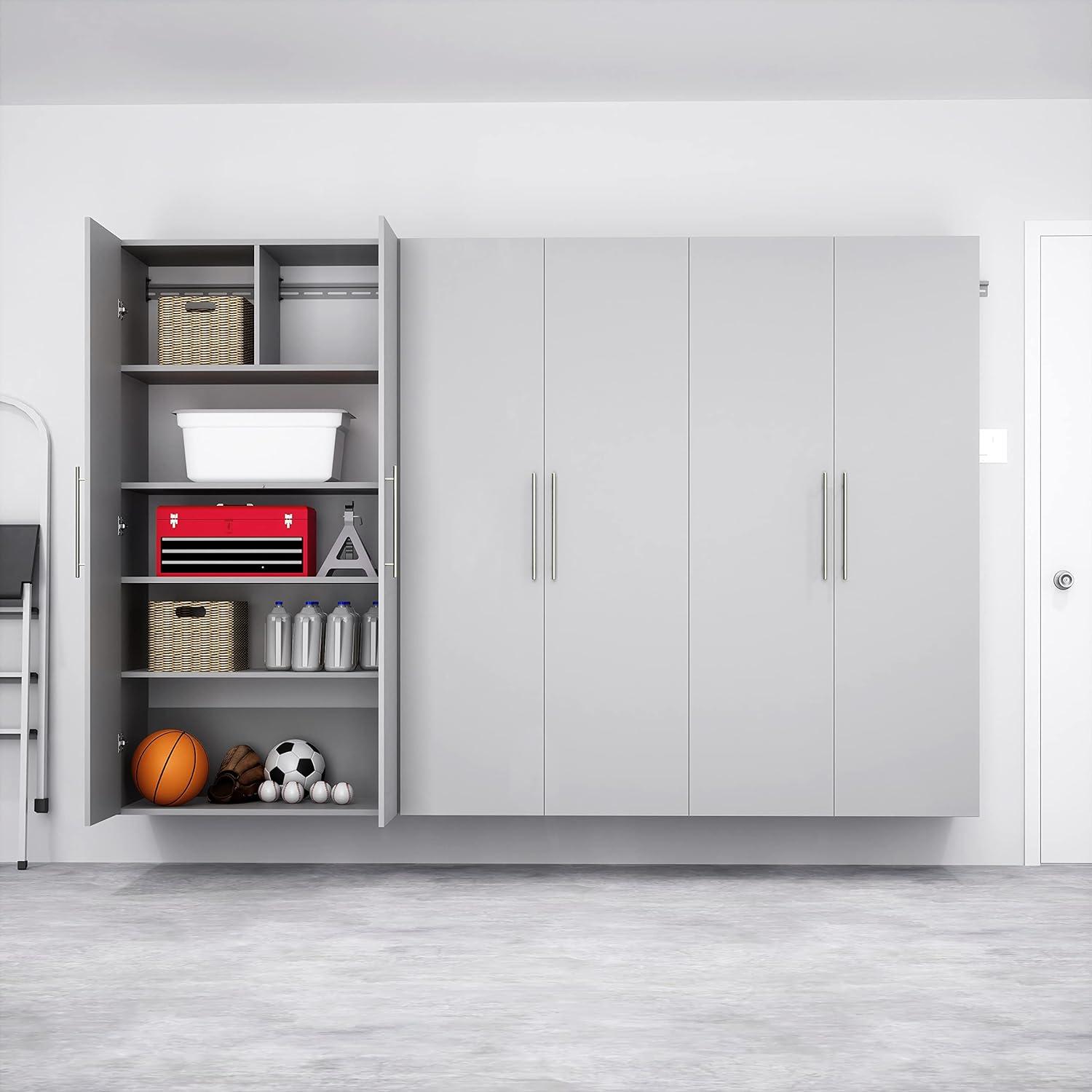 Light Gray Wall-Mounted Office Cabinet with Adjustable Shelving