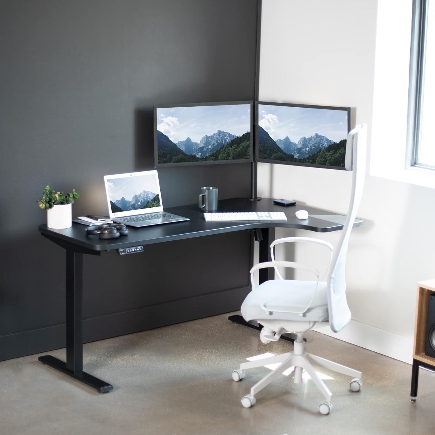 VIVO Electric 58" X 35" Corner Stand Up Desk (1BRB series)