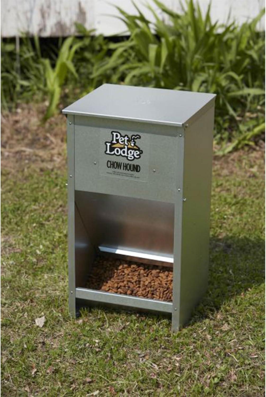 Pet Lodge Dry Food Automatic Steel Dog Feeder Chow Hound 25 Pound Capacity