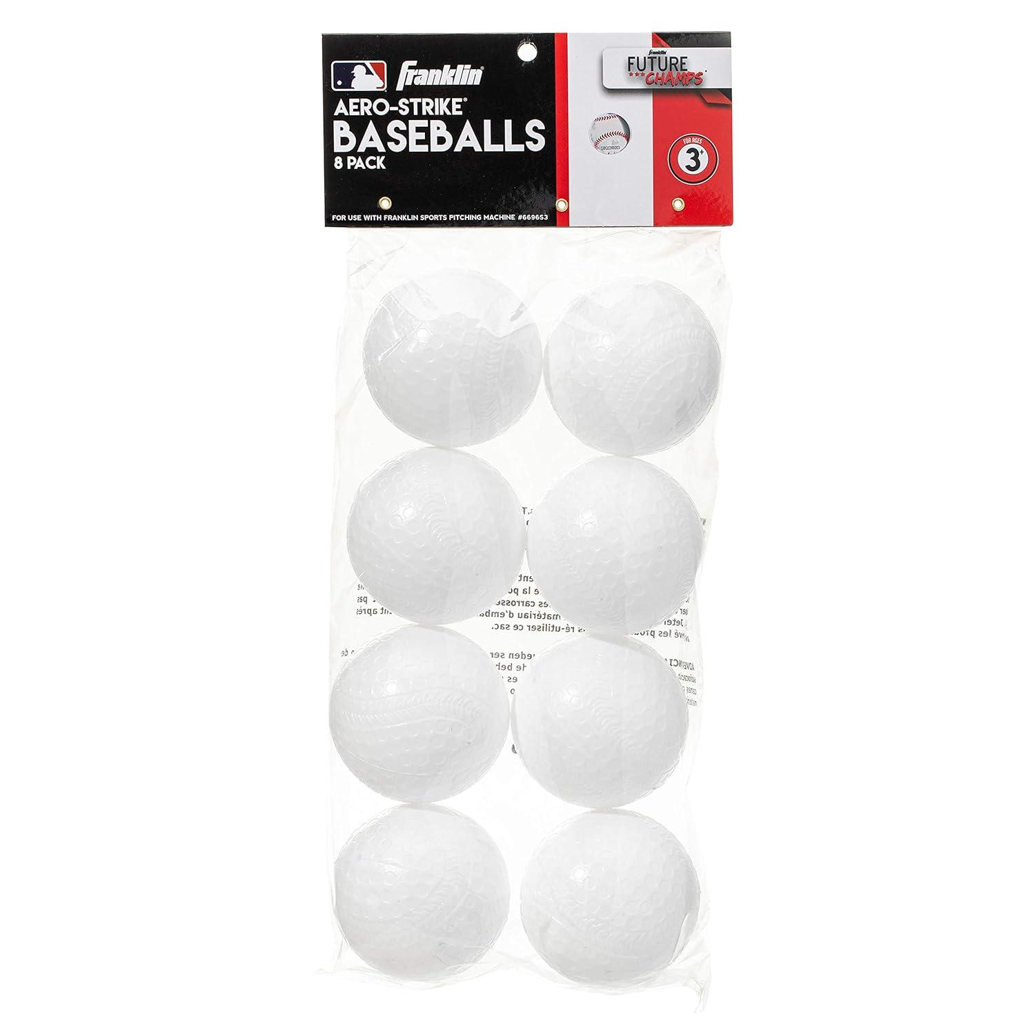 Franklin Sports Kids Toy Baseballs - 8 Pack Solid Plastic Balls