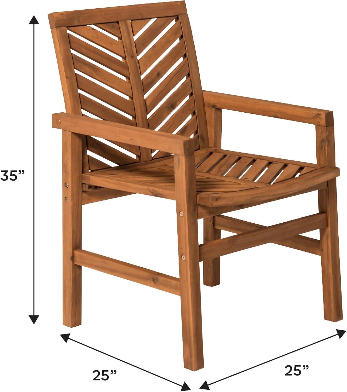 2pk Slatted Chevron Acacia Wood Patio Chairs - Saracina Home