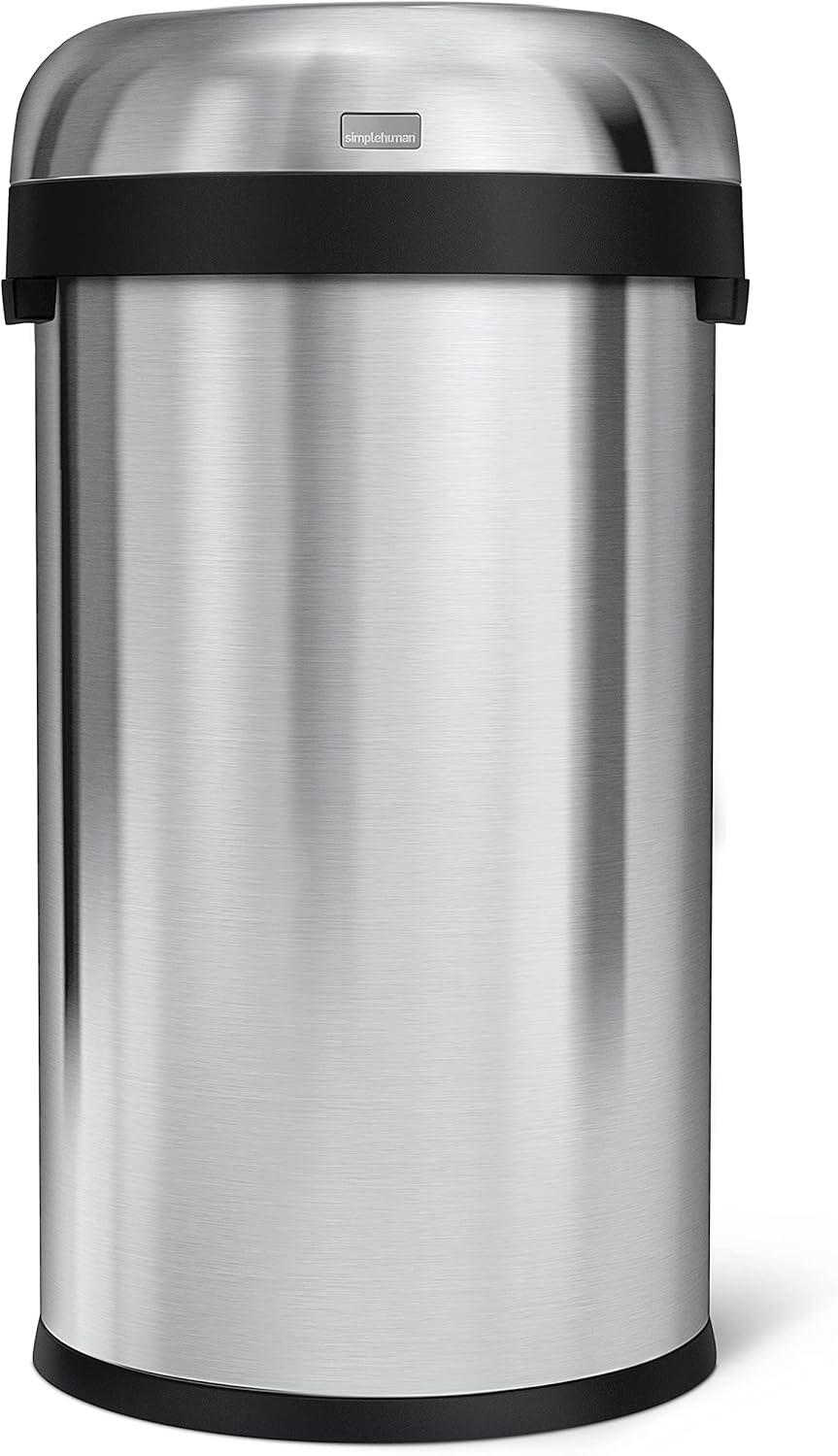 simplehuman 60 Liter / 16 Gallon Bullet Open Trash Can, Commercial Grade