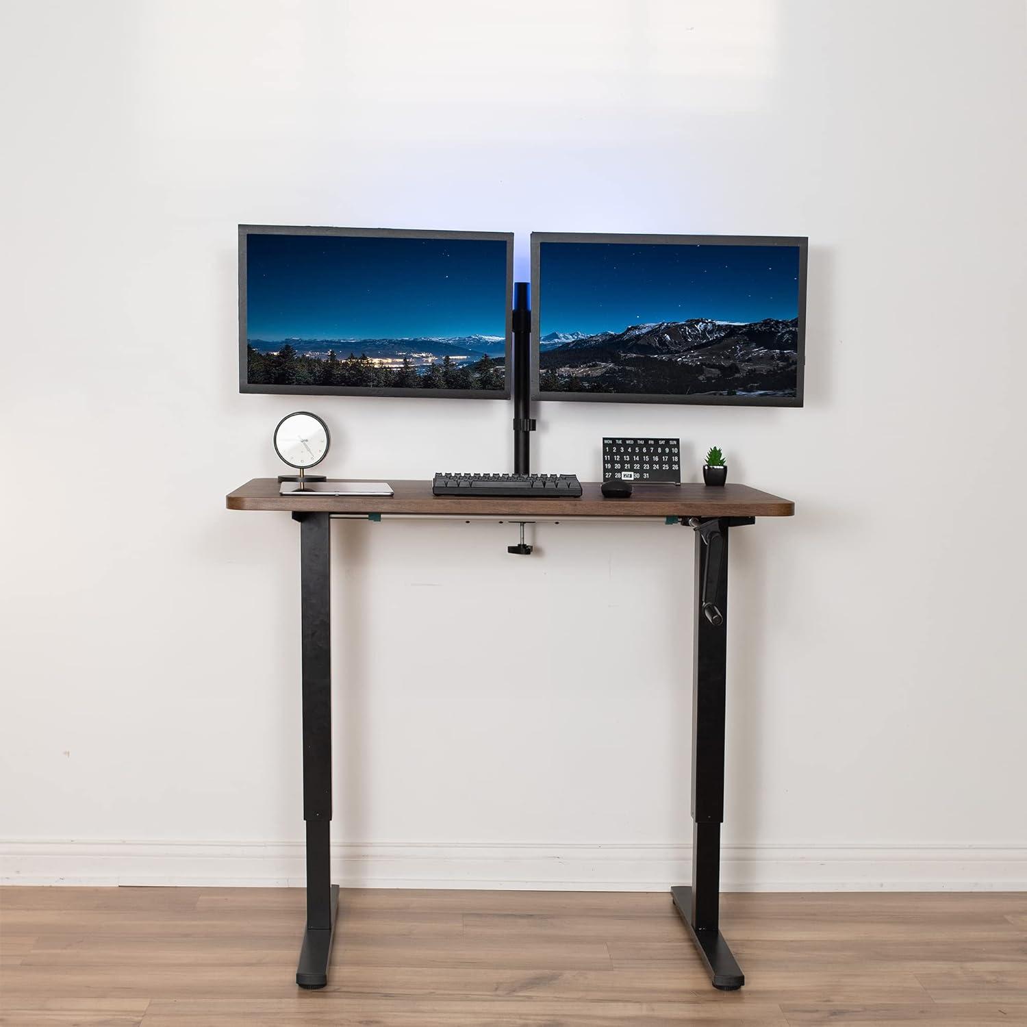 VIVO Manual Height Adjustable Stand Up Desk Frame Crank System, M051MB series