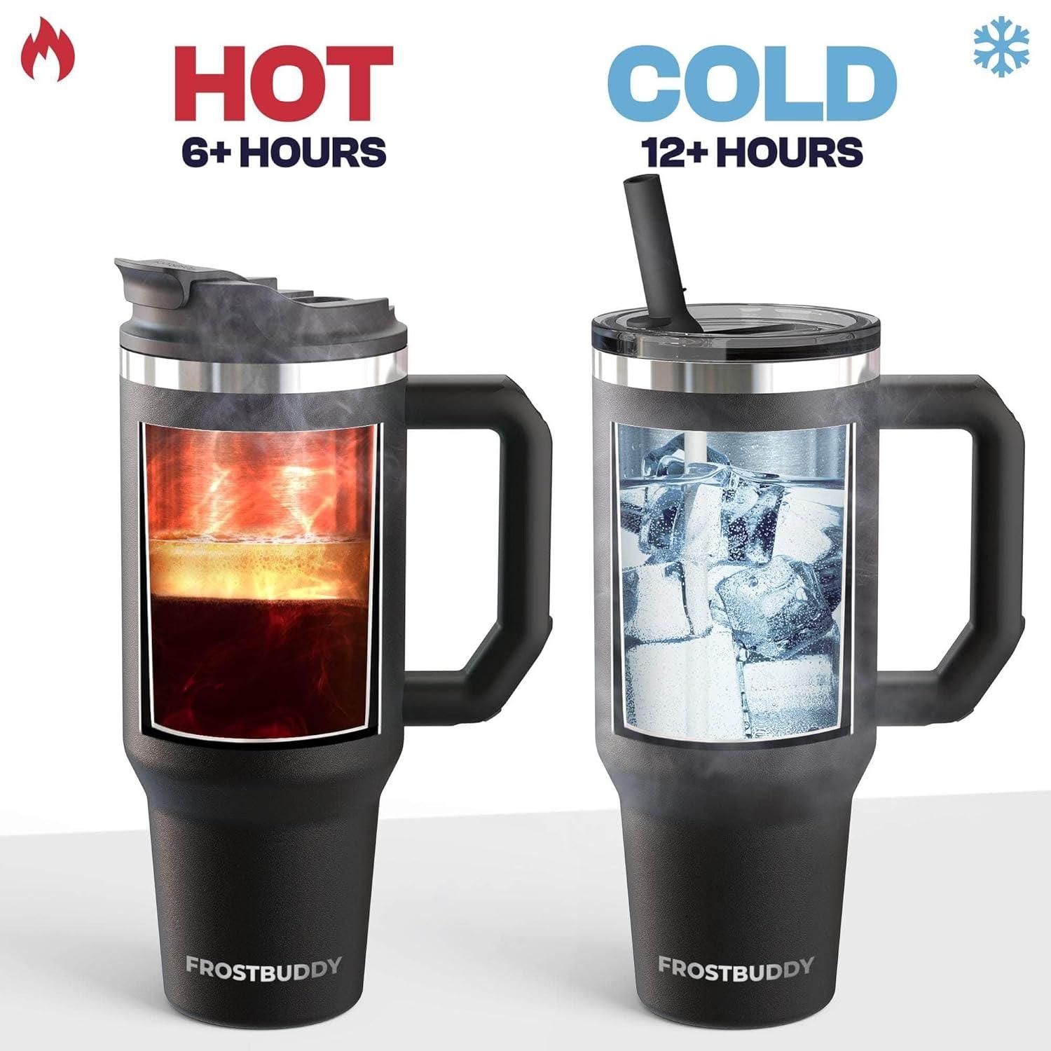 FrostBuddy 40 Oz Thicc Buddy Insulated Tumbler | Stainless Steel + Chapstick Holder Lights 40