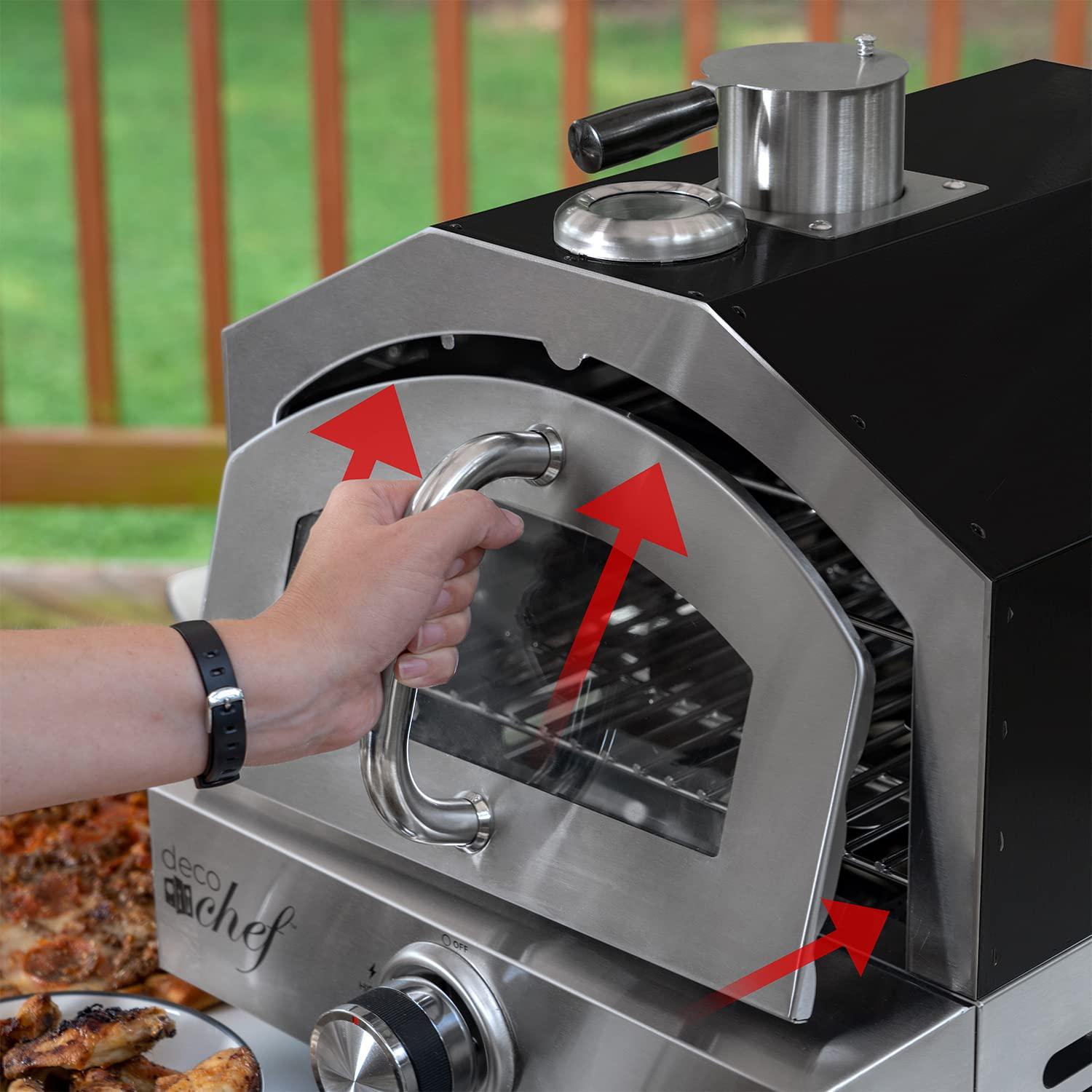 Deco Chef Deco Chef 2-in-1 Propane Gas Pizza Oven & Grill, Portable, With Pizza Stone, Peel, Rack