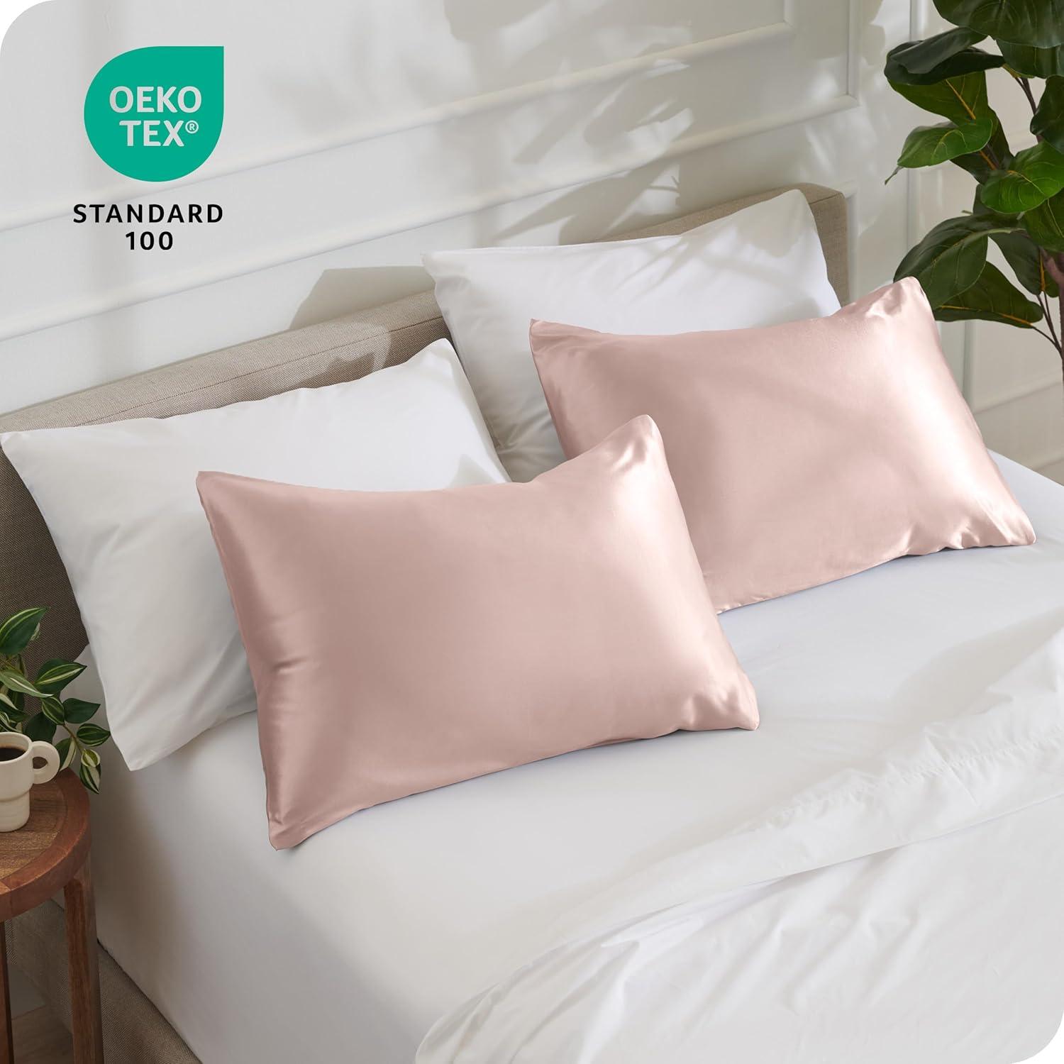 Bare Home Soft Poly Satin Pillowcase Set
