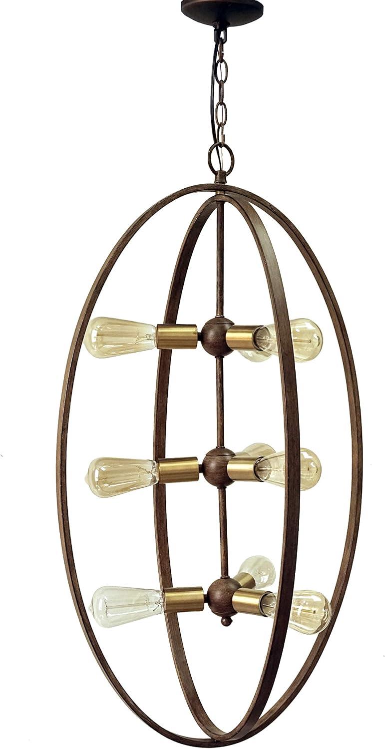 Yosemite Home Decor Alpha 9-Light Chandelier in Distressed Antique Brass Finish