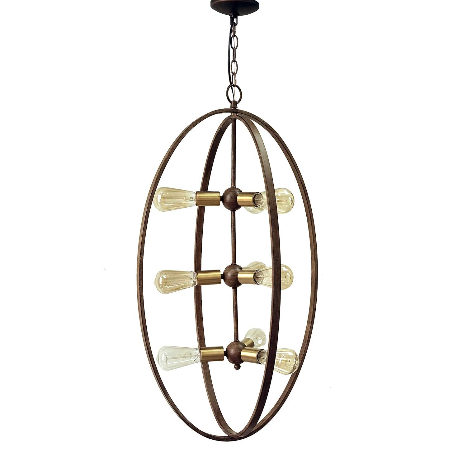 Yosemite Home Decor Alpha 9-Light Chandelier in Distressed Antique Brass Finish