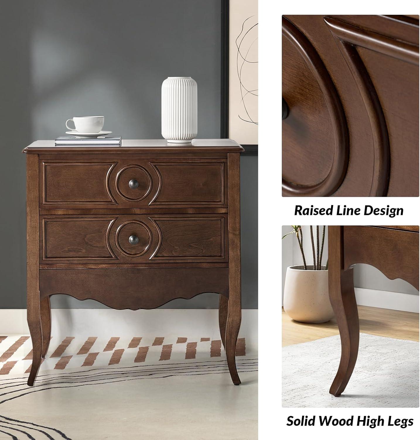 Walnut 3-Drawer Nightstand with Hidden Drawer and Charging Station