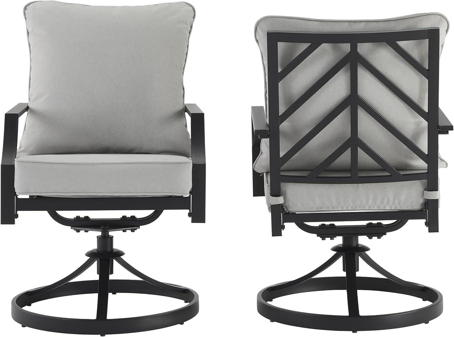 Crosley Furniture Otto 19" Metal Outdoor Dining Chair in Black /Gray (Set of 2)