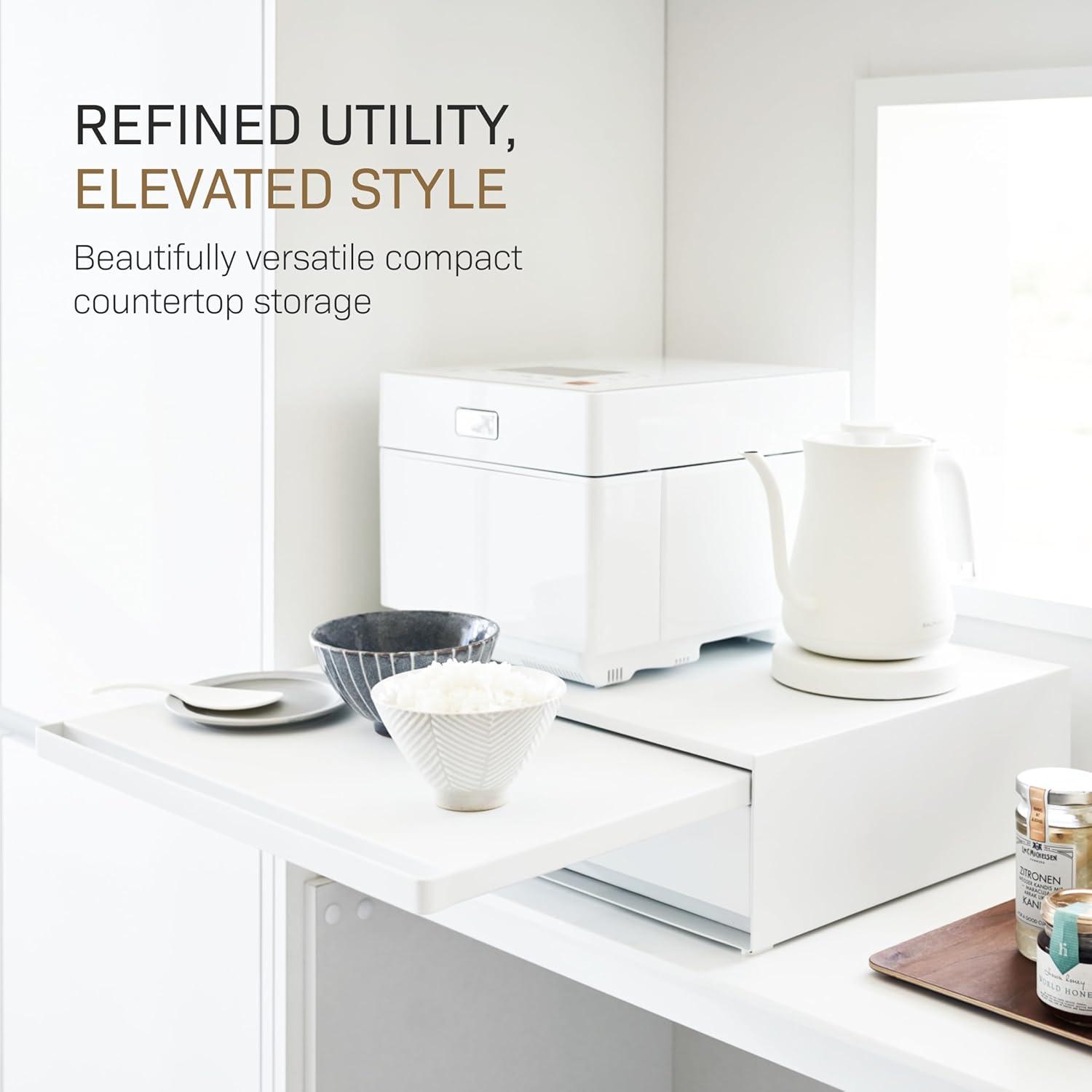 Yamazaki Home Yamazaki Home Countertop Drawer With Pull-Out Shelf, Steel, Holds 37 Lbs